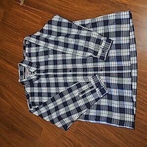 South Pole Men's Plaid Navy/White Flannel Shirt Size XL